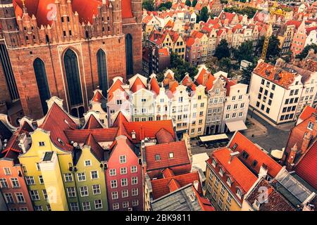 Vieille ville de Gdansk - tenements, Pologne Banque D'Images