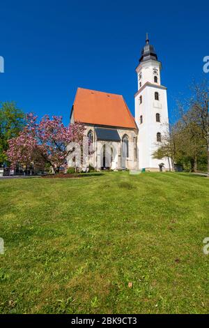 Vue extérieure de l'église catholique du hall du XVe siècle Wallfahrtskirche Mariä Heimsuchung à Zell am Pettenfirst, Oberösterreich, Autriche Banque D'Images