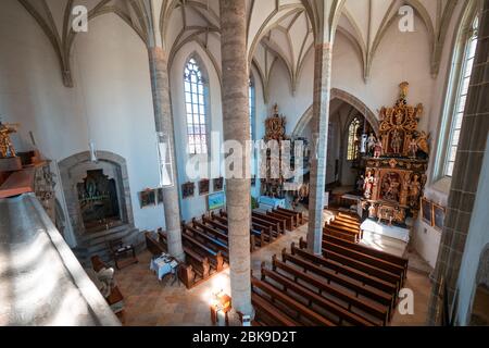 Vue intérieure de l'église catholique du XVe siècle à Zell am Pettenfirst, Autriche, avec sculptures de Thomas Schwanthaler à partir de 1668 Banque D'Images