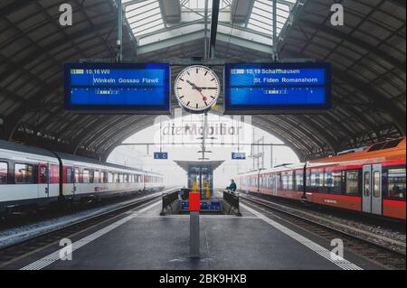 Gare de St-Gall, gare centrale de St-Gall et Appenzell Railways (AB) appartenant à la Suisse Banque D'Images