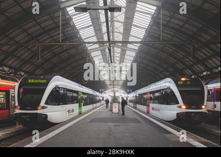 Gare de St-Gall, gare centrale de St-Gall et Appenzell Railways (AB) appartenant à la Suisse Banque D'Images