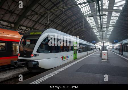 Gare de St-Gall, gare centrale de St-Gall et Appenzell Railways (AB) appartenant à la Suisse Banque D'Images