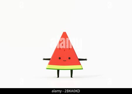 personnage de dessin animé 3d fruit melon d'eau. ,rendu d'illustration 3d. Banque D'Images