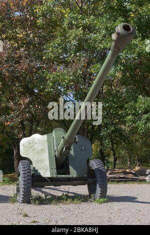 Vologda, Russie - 20 août 2019: D-44 pistolet anti-char divisionnaire dans le parc de la Victoire dans la ville de Vologda Banque D'Images