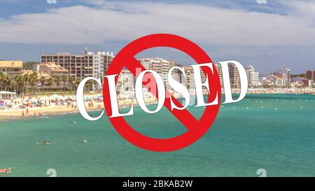 Temporalité a fermé les plages, en raison du risque de coronavirus Banque D'Images