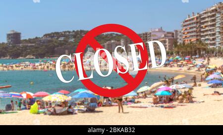 Temporalité a fermé les plages, en raison du risque de coronavirus Banque D'Images