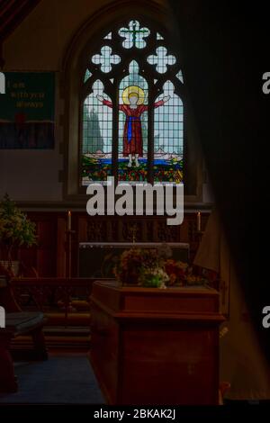 Funérailles dans une église rurale du sud du Royaume-Uni février 2020 Banque D'Images