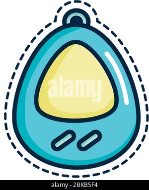 concept de patches, icône tamagotchi sur fond blanc, style de couleur de ligne, illustration vectorielle Illustration de Vecteur