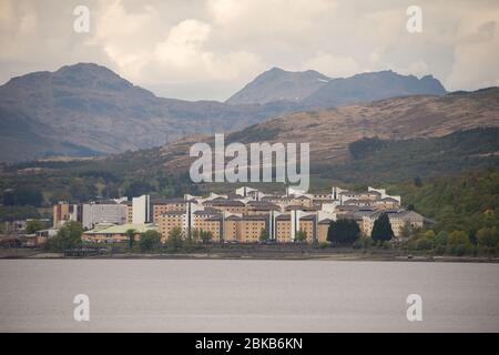 Faslane, Écosse, Royaume-Uni. 3 mai 2020. Photo : le ministère de la Défense (MOD) a interdit à son personnel militaire et civil de parler publiquement des armes nucléaires Trident en Écosse. Les forces armées et les fonctionnaires du Ministère de la Défense nationale ont reçu instruction de ne pas faire de commentaires publics, ni de n'avoir de contact avec les médias, sur des « sujets litigieux » tels que « Trident/successeur » et « Écosse et Défense ». Les instructions ont été condamnées comme un « ordre bâtard digne d'une dictature » par les militants. Crédit : Colin Fisher/Alay Live News Banque D'Images