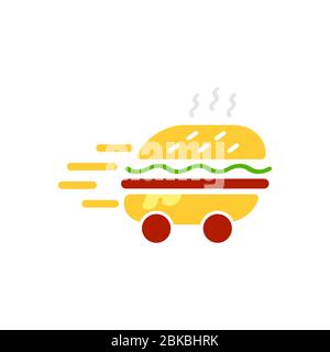 Illustration du modèle vectoriel du logo Burger Delivery service. Concept de livraison express. Icône de livraison de hamburger. SPE 10 Illustration de Vecteur