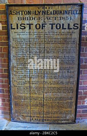Ashton sous Lyne,Dukinfield, Bridge,Tollls , liste des Tolls, Greater Manchester, GMC, Manchester,Angleterre,Royaume-Uni Banque D'Images