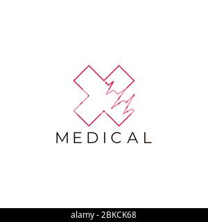lettre x logo médical de fréquence cardiaque vecteur Illustration de Vecteur