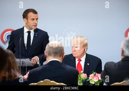 Le président Donald J. Trump assiste au déjeuner commémoratif du centenaire du jour de l’Armistice organisé par le président français Emmanuel Macron au Palais de l’Élysée à Paris le 11 novembre 2018, en hommage aux vétérans de la première Guerre mondiale et à la paix mondiale. Banque D'Images