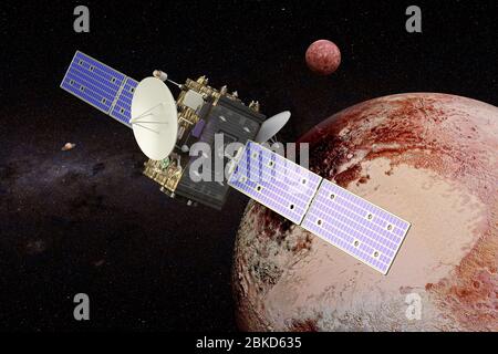 Sonde spatiale en orbite Pluton, rendu 3D Banque D'Images