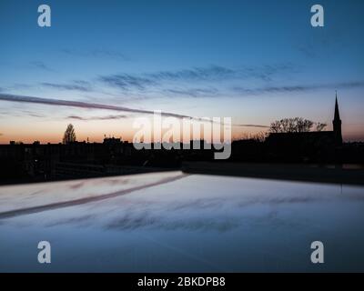 Ville colorée sunet panorama sur le paysage. La Haye. Pays-Bas. Banque D'Images