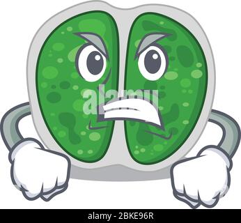 Concept de conception de mascotte de bactéries de chromocoques avec le visage en colère Illustration de Vecteur