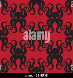 Motif d'Octopus transparent sur fond rouge. Image vectorielle Illustration de Vecteur