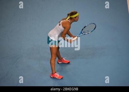 Photo de la joueuse de tennis Yulia Putintseva, Kazakhstan, Fed Cup 2019 Against Great Britain, Team GB à la Copper Box Arena de Londres Banque D'Images