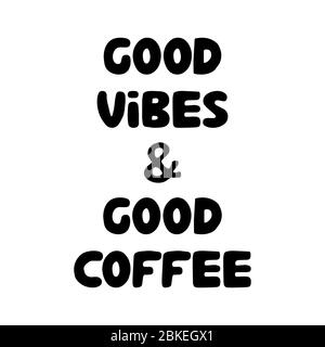 Bonne ambiance et bon café. Joli texte en forme de bulle à motif de caniche dessiné à la main. Isolé sur fond blanc. Illustration de stock vectoriel. Illustration de Vecteur