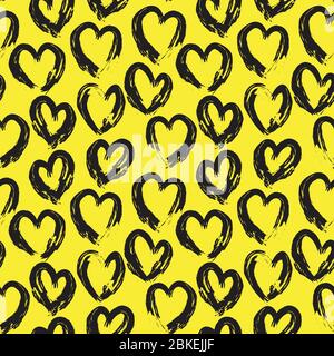 Jaune coeur en forme de Saint-Valentin modèle sans couture pour les textiles de mode, les graphiques Banque D'Images