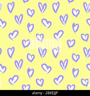 Jaune coeur en forme de Saint-Valentin modèle sans couture pour les textiles de mode, les graphiques Banque D'Images