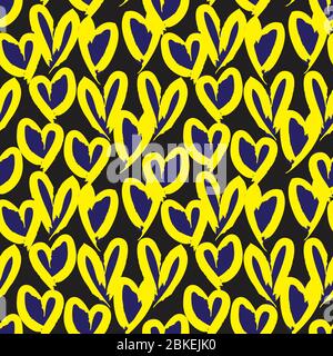 Jaune coeur en forme de Saint-Valentin modèle sans couture pour les textiles de mode, les graphiques Banque D'Images