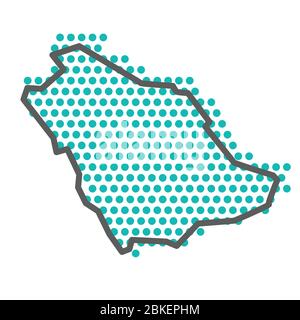 Arabie Saoudite carte simple avec un motif point vert demi-ton Illustration de Vecteur
