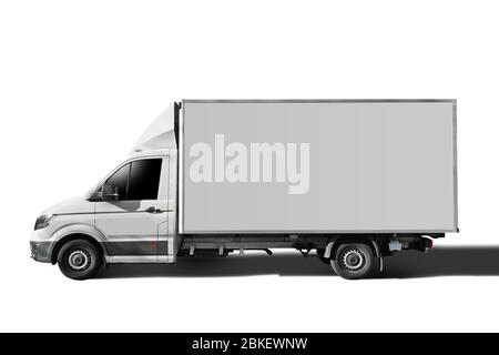 Chariot de livraison isolé sur fond blanc. Il y a un chemin global et des chemins pour l'ombre, le bilboard Banque D'Images