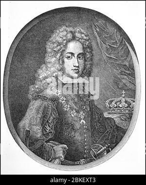 Karl VI Franz Joseph Wenzel Balthasar Johann Anton Ignaz, 1 octobre 1685 - ibid. 20 octobre 1740, de 1711 à 1740 l'empereur germano-romain et l'archiduc d'Autriche et souverain des autres terres héréditaires de Habsbourg quand Charles III Roi de Hongrie et de Croatie, Charles II Roi de Bohême, quand Charles III, Carlos III, désigné anti-roi d'Espagne / Karl VI. Franz Joseph Wenzel Balthasar Johann Anton Ignaz, 1. Oktober 1685 - 20. Erzherzog von Österreich und Erzherzog von und Erzherzog von Österreich und Wertschrichten, Kän der übrigen habsburgischen Erblande, als Karl Banque D'Images