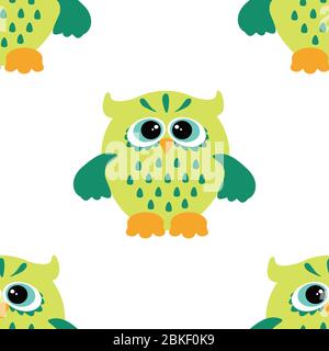 Motif vectoriel sans couture avec de jolies boucles colorées. Motif sans coutures pour enfants avec hiboux Illustration de Vecteur
