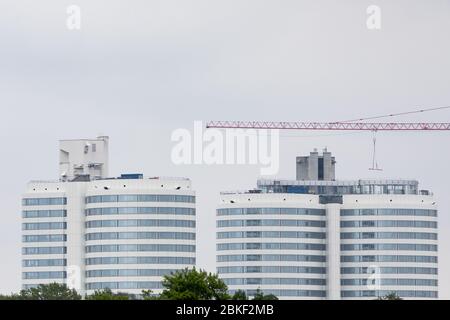 04 mai 2020, Rhénanie-du-Nord-Westphalie, Münster: Vue de l'hôpital universitaire Münster (UKM). Photo: Rolf Vennenbernd/dpa Banque D'Images