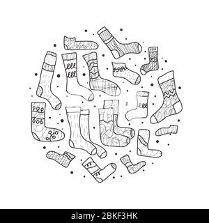 Chaussettes chaudes. Ensemble de tenues de football rondes et décontractées. Les aparelles de mode éléments de composition circulaire. Illustration vectorielle. Illustration de Vecteur