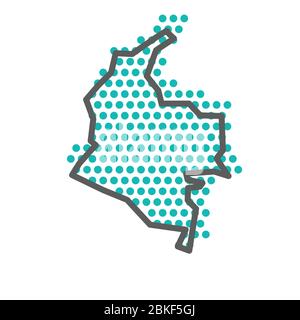 Colombie carte des contours simples avec motif de points demi-ton vert Illustration de Vecteur