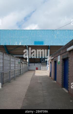 Ellerslie Road Stand Blue Stadium années 1960 Architecture structure en acier QPR FC Loftus Road South Africa Road, Shepherd's Bush, Londres W12 Banque D'Images