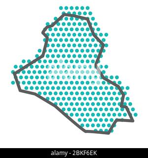 Irak carte de contour simple avec un motif de points demi-ton vert Illustration de Vecteur