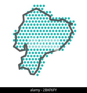 Carte de contour simple pour l'Équateur avec motif de points demi-ton vert Illustration de Vecteur