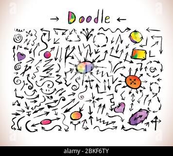 Éléments graphiques vectoriels. Collection de flèches de couleurs Rainbow Illustration de Vecteur