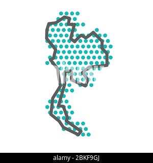 Thaïlande carte de contour simple avec motif point vert demi-ton Illustration de Vecteur