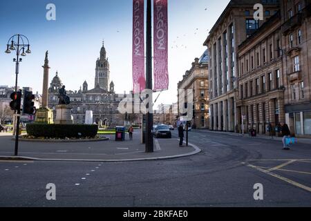 George Square à Glasgow pendant le confinement de Covid-19. Banque D'Images