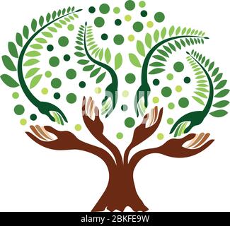 Illustration d'un logo d'arbre à main avec un arrière-plan isolé Illustration de Vecteur