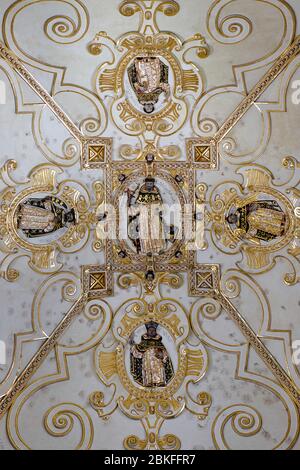 Détails de la décoration du plafond du temple de Santo Domingo de Guzman dans la ville d'Oaxaca. Banque D'Images