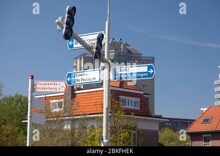Panneaux routiers, Vlissingen , pays-Bas Banque D'Images