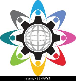 Illustration d'un logo d'une usine de travail d'équipe avec un arrière-plan isolé Illustration de Vecteur