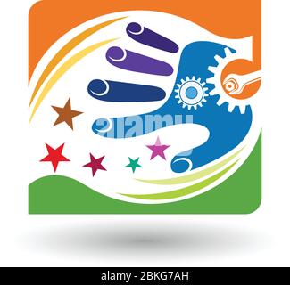 Illustration du logo d'un ami de l'usine avec un arrière-plan isolé Illustration de Vecteur