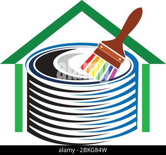 Illustration d'un logo de peinture maison avec un arrière-plan isolé Illustration de Vecteur