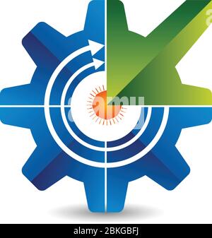 Engrenage avec logo flèche Illustration de Vecteur
