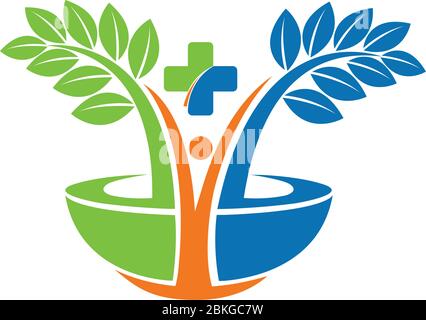 logo vert à base de plantes Illustration de Vecteur
