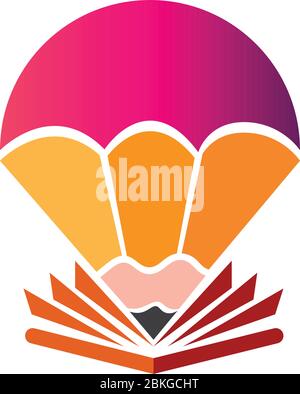 logo creative pen parachute Illustration de Vecteur