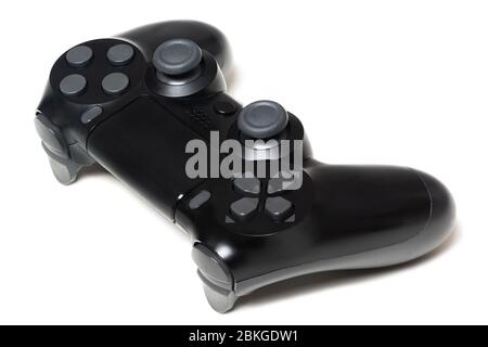 Jeu vidéo contrôleur noir gros plan blanc Banque D'Images