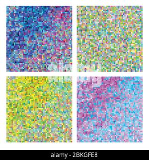 Ensemble d'arrière-plan abstrait. Mosaïque avec pixels lumineux Illustration de Vecteur